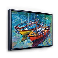 Designart Trois bateaux dans le port ART MURAL À CADRE FLOTT