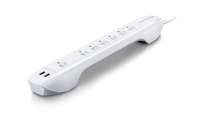 Parasurtenseur 360 Electrical Idealist à 7 prises avec 2 ports USB de 2.4 A et cordon de 6 pi - Blanc