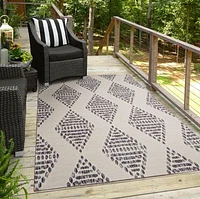 Tapis d'extérieur lavable Navarre ivoire & marron 5 pi x7 pi
