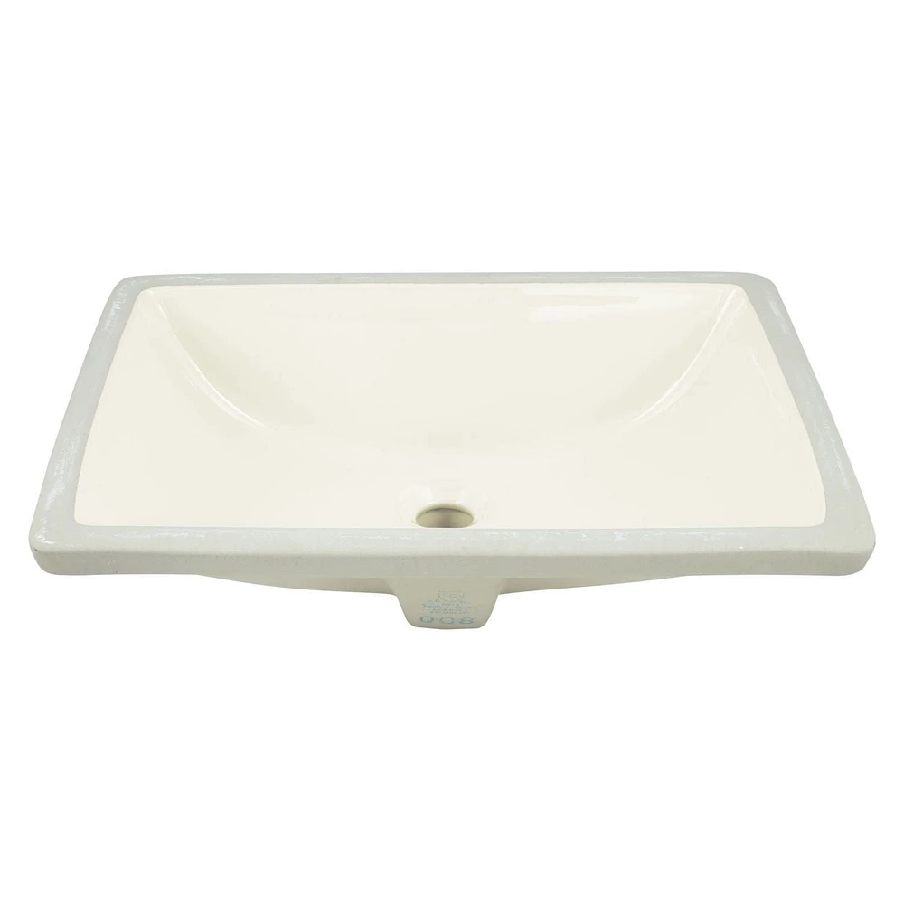 18.25-in. W Rectangle Bathroom Undermount Sink Set In Biscuit - Chrome Hardware - Overflow Drain Incl. AI-20589