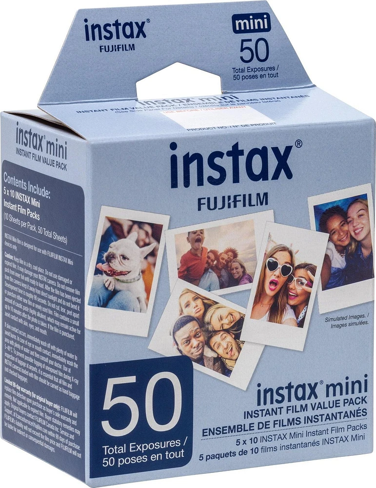 Fujifilm Instax Mini 5 pack instant film, Instax Mini Film 50 exposures