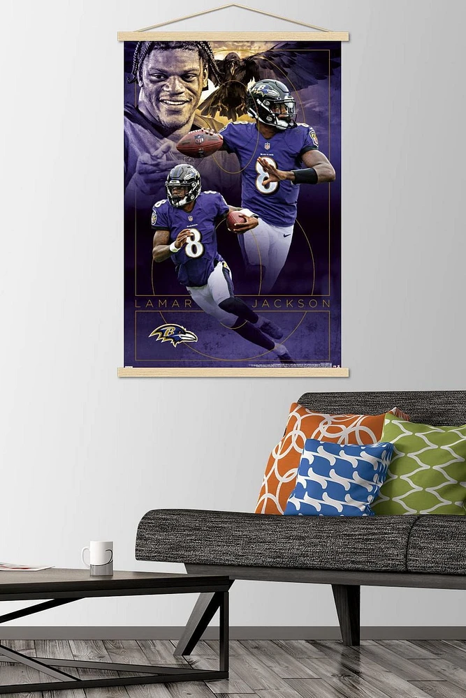 NFL Baltimore Ravens - Lamar Jackson 20 Wall Poster, 22.375" x 34" Framed