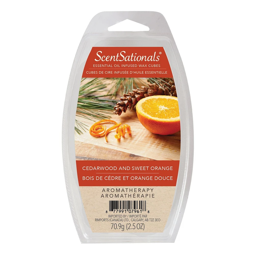 ScentSationals Scented Essential Oil Wax Cubes - Cedarwood & Sweet Orange, 2.5 oz (70.9 g)