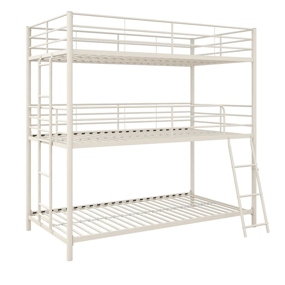 DHP Everleigh Triple Metal Bunk Bed, Twin/Twin/Full, Off White