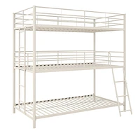DHP Everleigh Triple Metal Bunk Bed, Twin/Twin/Full, Off White