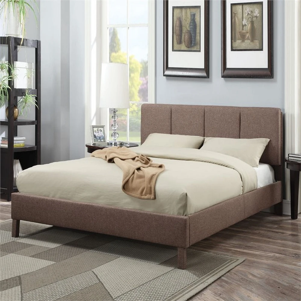 ACME Furniture Rosanna Linen King Bed in Light Brown