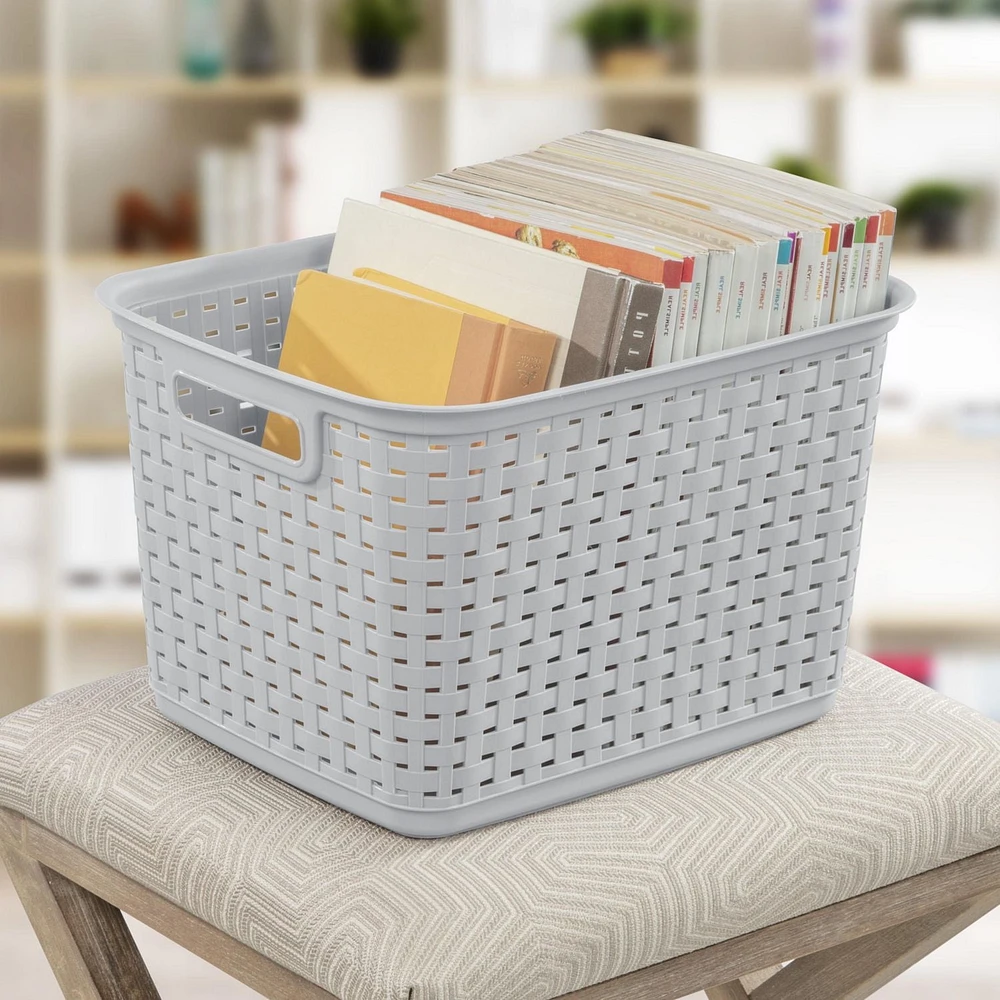 Grand panier tressé de Sterilite en gris 1 panier