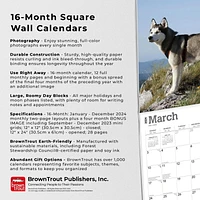 BrownTrout Siberian Huskies 2024 12x24 Inch Square Wall Calendar, 9781975465063