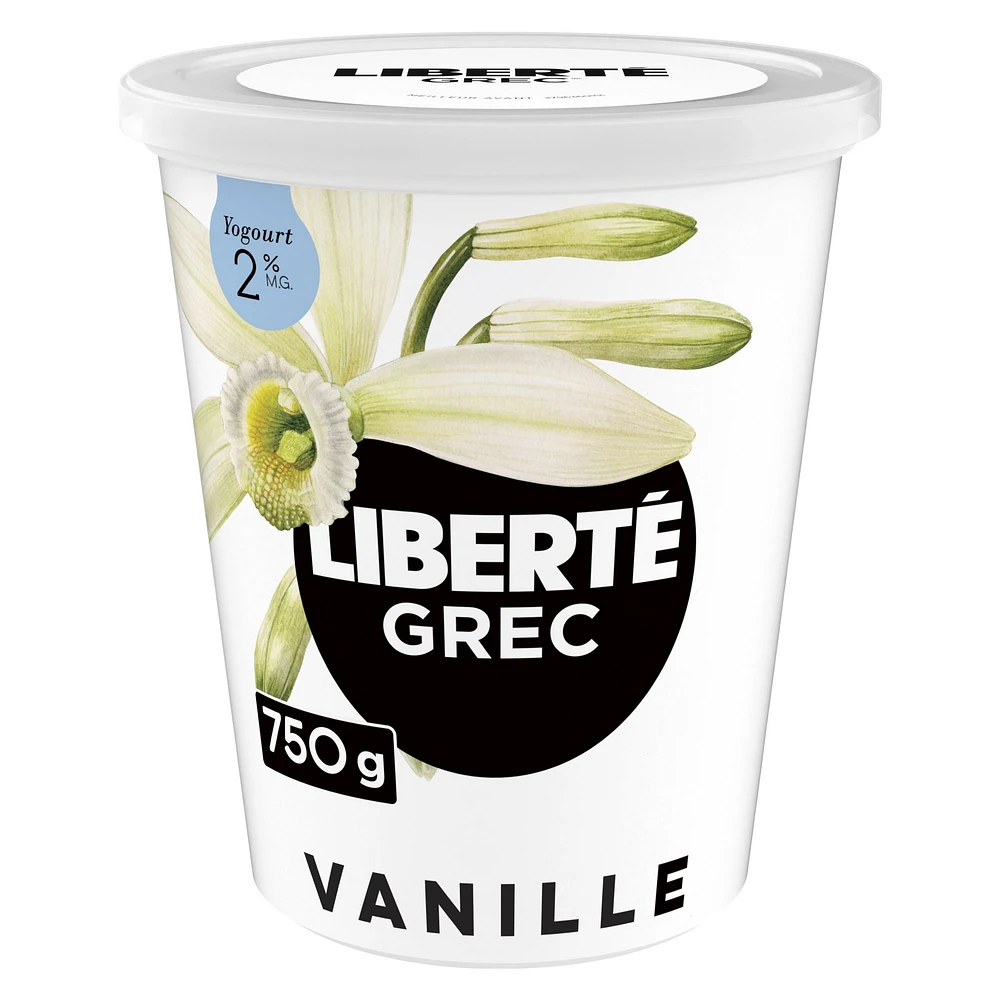 Liberté Grec Yogourt 2 %, Vanille, Teneur élevée en protéines, 750 g 750g