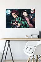 Demon Slayer - Tanjiro & Nezuko Night 22.375" x 34" Wall Poster with Push Pins, by Trends International