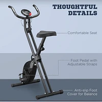 Soozier Foldable Exercise Bike Stationary Upright Bike Cardio Workout 8-Level Resistance