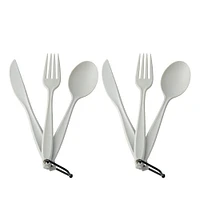 Ozark Trail 2 Person Table Set with Plastic Plates and Flatware, and Silicone Cups, 2 Person Camp Table Setting