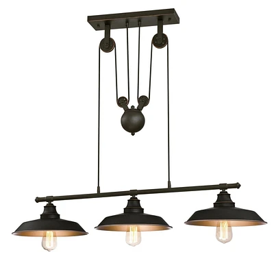 Westinghouse Iron Hill Three-Light Island Pulley Pendant