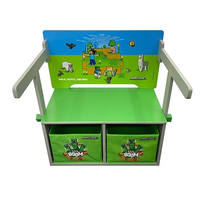 Ensemble banc et table pliables Minecraft avec boîtes de rangement