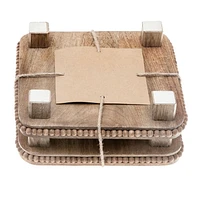 Set Of 2 Mango Wood Beaded Square Trivet