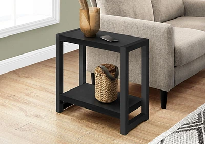 Monarch Specialties Accent Table, Side, End, Narrow, Small, 2 Tier, Living Room, Bedroom, Metal, Laminate, Black, Contemporary, Modern