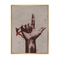 Designart Finger Pointing Up Sign With Climber FLOAT FRAME WALL ART