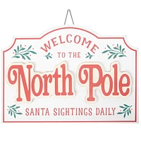 Pancarte décorative de Noël « North Pole » Holiday Time, blanc, 14 po