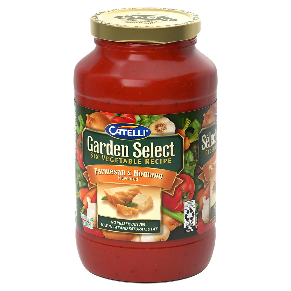 Catelli Garden Select Parmesan & Romano Flavoured Pasta Sauce, 600 mL Jar Catelli Garden Select Tomate parmesan Romano 600ML