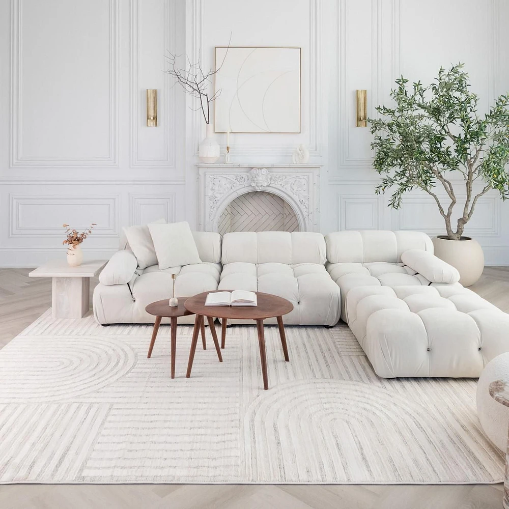 Rug Branch Astra Modern Indoor Area Rug, Cream Beige, Geometric - Living Room, Bedroom, Dining Room