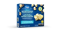 Great Value Light Butter Flavour Microwave Popping Corn, 456 g (6 bags x 76 g)