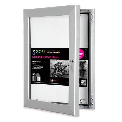 SECO Lockable Indoor/Outdoor Poster Frame Case, Silver, 30 x 40"