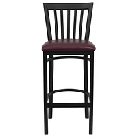 2 Pk. HERCULES Series Black School House Back Metal Restaurant Barstool - Burgundy Vinyl Seat