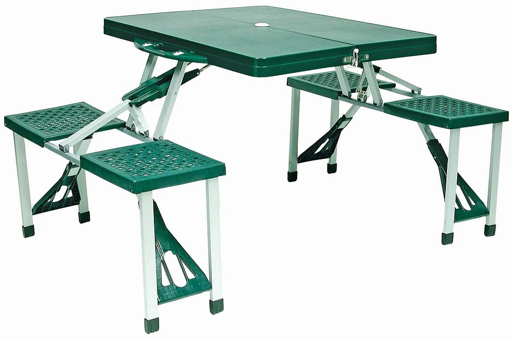Ensemble de table de pique-nique portable pliante verte de World Famous – 4 personnes – Idéal pour les enfants