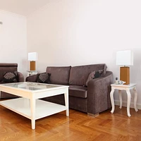Ensemble de 2 lampes de table modernes en cuir avec abat-jour en tissu blanc