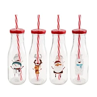 GLASS BOTTLE - SNOWMAN+POLAR BEAR