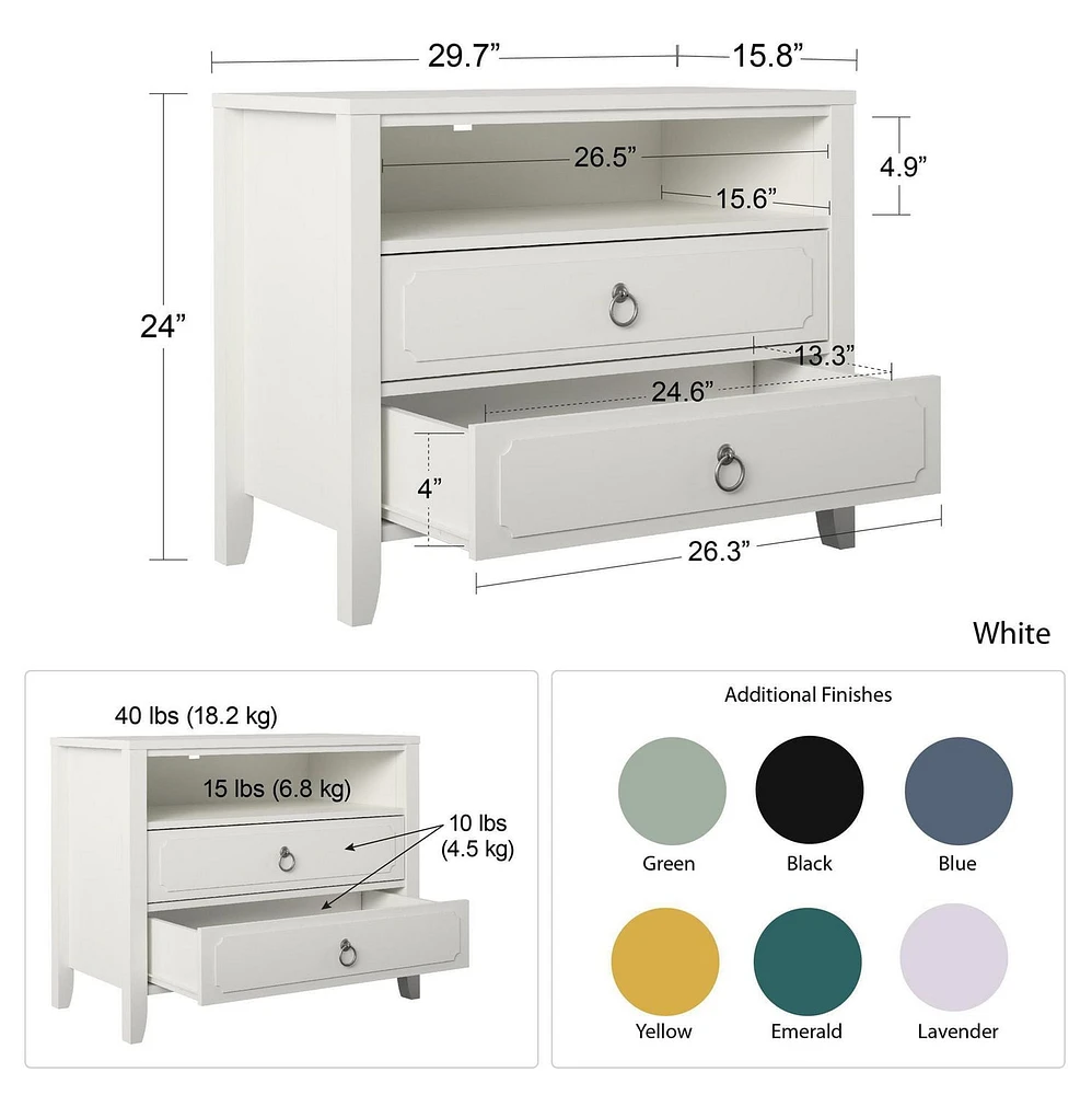 Novogratz Her Majesty 2 Drawer Nightstand, Black