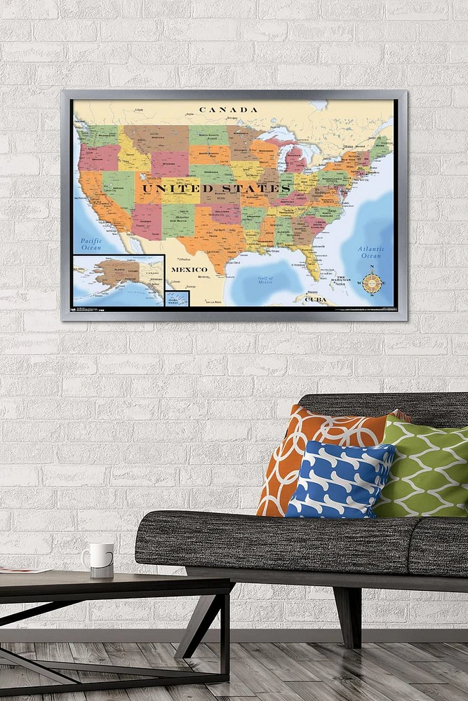 Map - USA Wall Poster