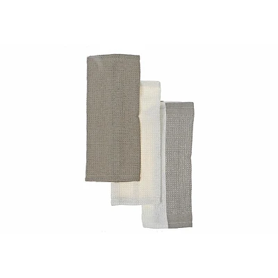 Dish Towel Set Of 3 PCs Block Print Oxford Tan