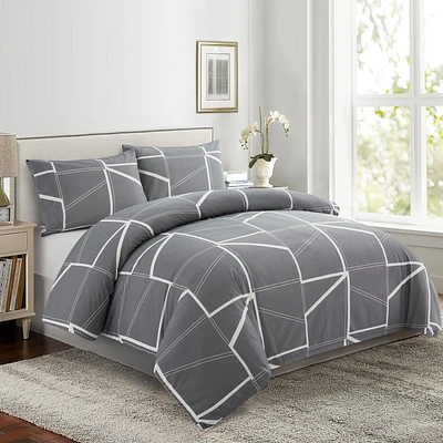 Marina Decoration Ultra Soft Silky Zipper Rich Printed Rayon from Bamboo All Season Duvet Cover Set with Pillowcases, Modern Fantasy Geometric Pattern