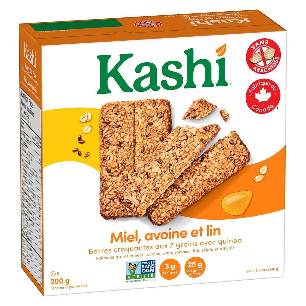 Barres de sept céréales quinoa miel avoine et lin Kashi de Kellogg's, 200g 10 barres 200 g, 10 barres