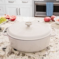 Lodge 7 Quart Oval Oyster Enamel Cast Iron Dutch Oven