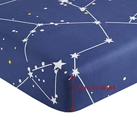 Literie Marina Décoration douce, soyeuse et riche en rayonne de bambou imprimée, toutes saisons, housse de couette, drap-housse, avec fermeture éclair et lien d'angle, motif astérisme bleu marine