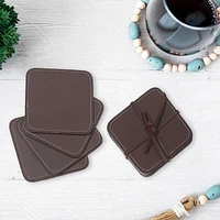 4Pc Carrés Authentiques En Cuir En Cuir Cerise