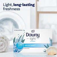 Downy Light Mega Dryer Sheets, Fabric Softener Dryer Sheets, Ocean Mist