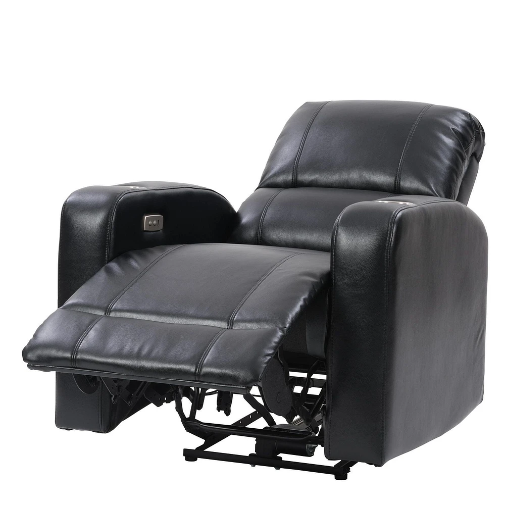 Fauteuil inclinable électrique rembourré en tissu PU CorLiving Ophelia avec porte-gobelet et port USB - Fauteuils inclinables électriques pour adultes, fauteuil de cinéma de salon, fauteuil inclinable