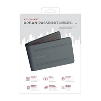 KeySmart Urban Passport RFID Leather Wallet - Grey/Black