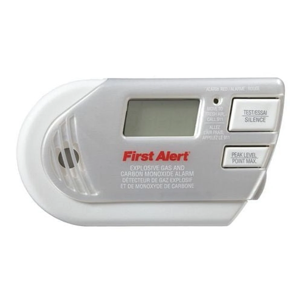 First Alert Avertisseur Combiné de Gaz Explosifs et de Monoxyde de Carbone Avec Affichage Numérique Rétroéclairé