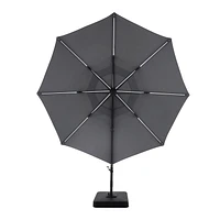 hometrends 11 ft. Round Offset Umbrella with LED Lights & Base, Weather-resistant fabric