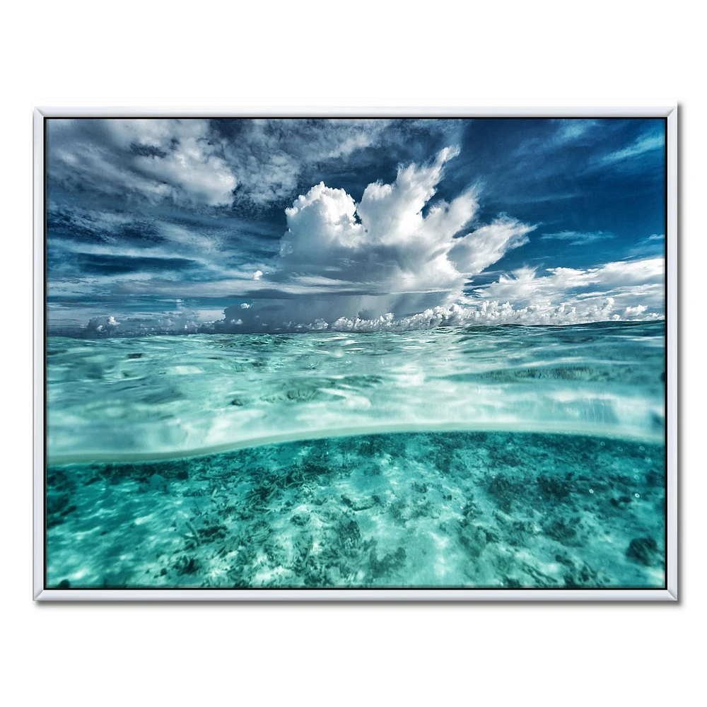 Designart Amazing Underwater Seascape And Clouds FLOAT FRAME WALL ART