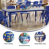 23.625''W x 47.25''L Rectangular Blue Plastic Height Adjustable Activity Table with Grey Top