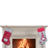 Christmas Plaid Gnome Stockings  - Set of 2