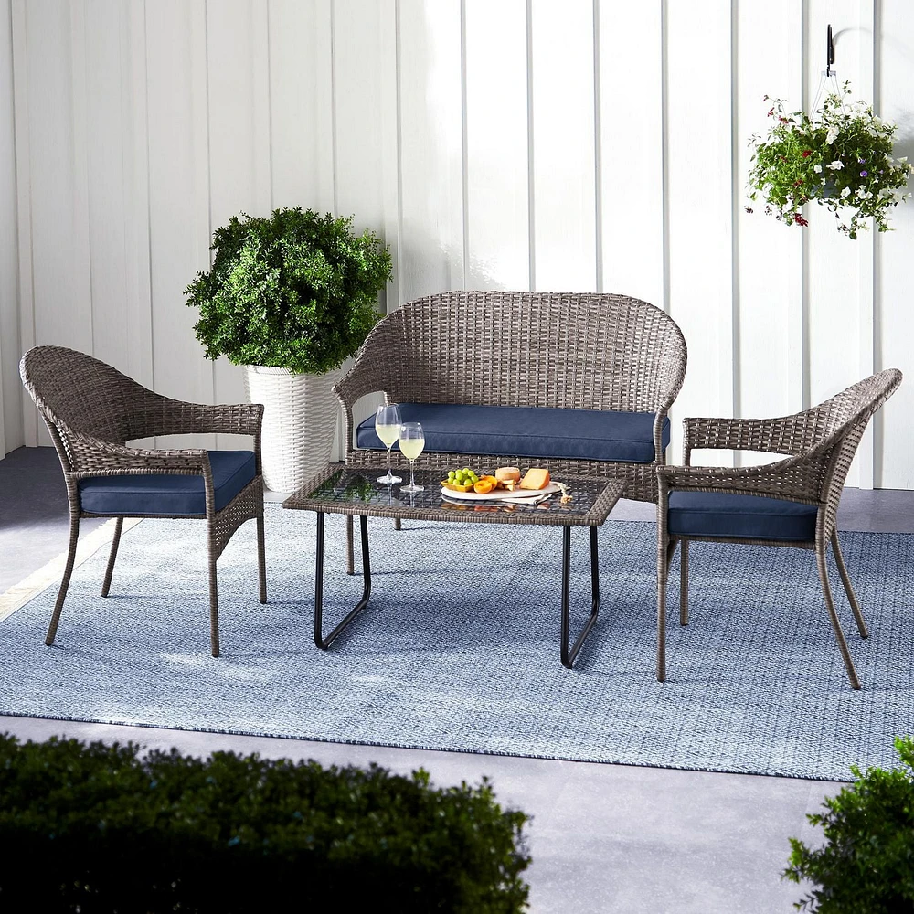 Table en osier pour patio Pebbleton Mainstays - Gris Osier tissé à la main