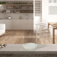 Bougeoir En Verre Avec Base En Marbre Blanc