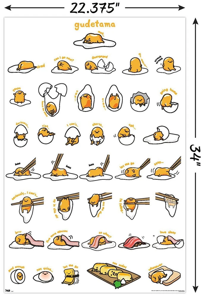 Gudetama - Grid Wall Poster, 14.725" x 22.375"