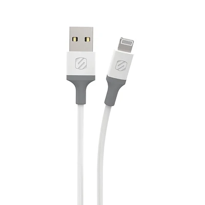 Câble de recharge et synchronisation USB-A à MFi Scosche i34WG-SP Strikeline certifié Lightning 1,3 m (4 pi) blanc/gris Câb USB-A à Lightning Dvc 4pi